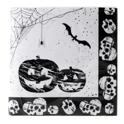 Servetter Halloween Svart/Vita