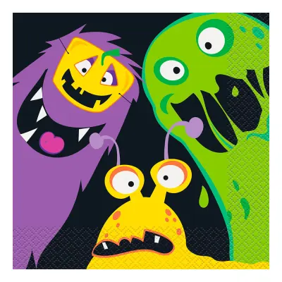 Servetter Halloweenmonster - 16-pack
