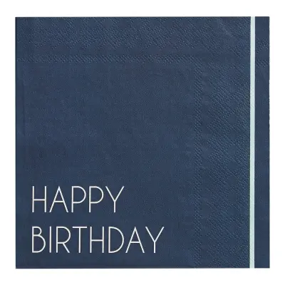 Servetter Happy Birthday Navy - 16-pack