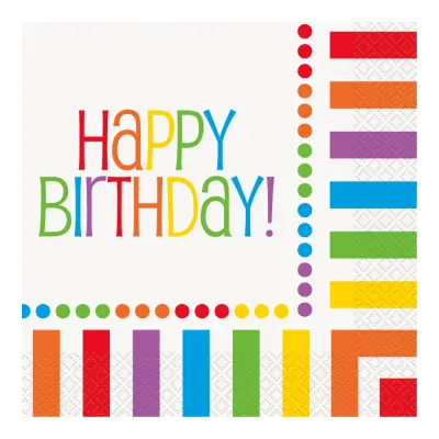 Servetter Happy Birthday Rainbow - 16-pack