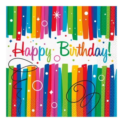 Servetter Happy Birthday Regnbåge - 16-pack