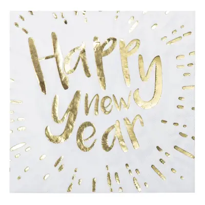 Servetter Happy New Year Guldmetallic - 12-pack