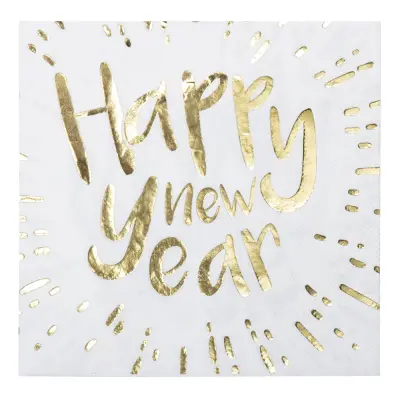 Servetter Happy New Year Guldmetallic - 12-pack