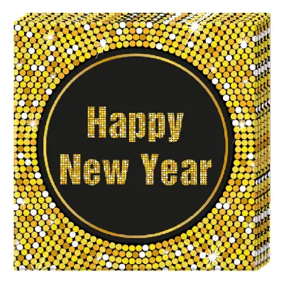 Servetter Happy New Year Guld/Svart - 20-pack