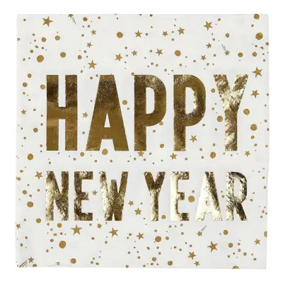Servetter Happy New Year med Stjärnor