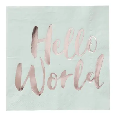 Servetter Hello World Mint/Roséguld - 20-pack