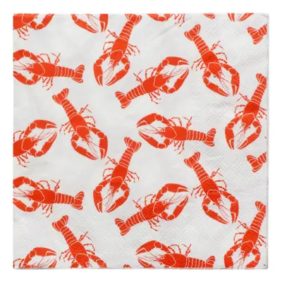 Servetter Kräftor Röd/Vit