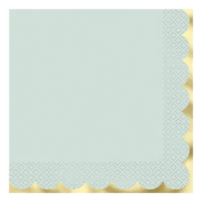 Servetter Ljusblå med Guldkant - 16-pack