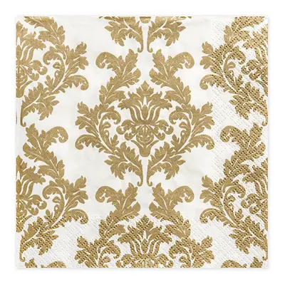 Servetter Mönster Guld/Vit - 20-pack