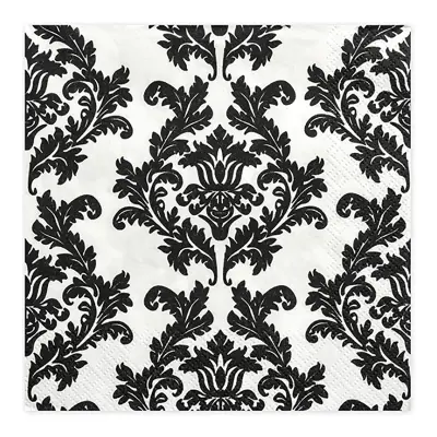 Servetter Mönster Svart/Vit - 20-pack