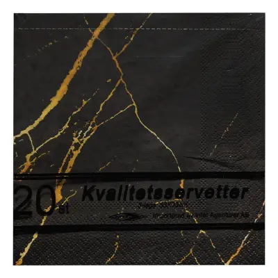 Servetter Marmor Svart/Guld - 20-pack