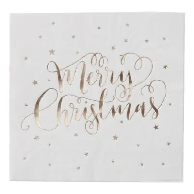 Servetter Merry Christmas Guld - 20-pack