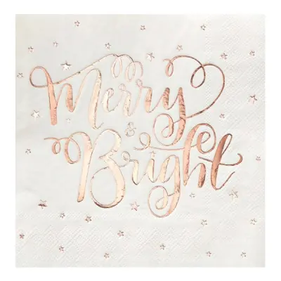 Servetter Merry & Bright Roséguld - 20-pack