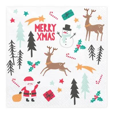 Servetter Merry Xmas Röd/Grön - 20-pack