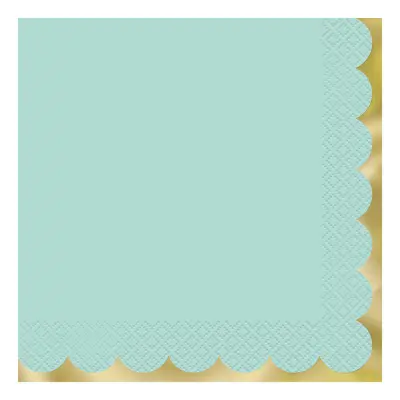 Servetter Mintgrön med Guldkant - 20-pack