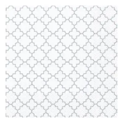 Servetter Modern Vit/Silver - 20-pack