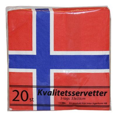 Servetter Norska Flaggan - 20-pack