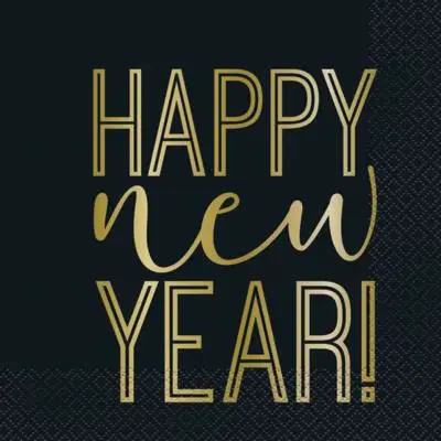 Servetter nyår Guld&Svart 16-pack