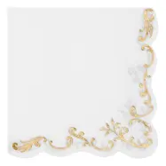 Servetter Ornament Guld/Vit - 12-pack