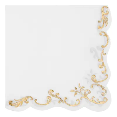 Servetter Ornament Guld/Vit - 12-pack
