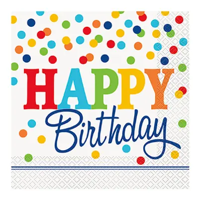 Servetter Polka Dot Happy Birthday - 16-pack