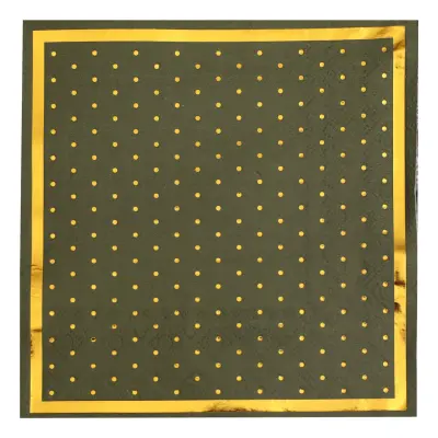 Servetter Prickiga Grön/Guld - 20-pack