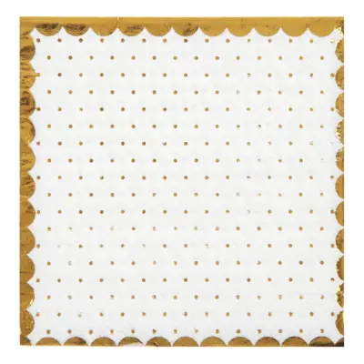 Servetter Prickiga Guld/Vit - 20-pack