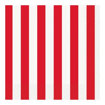 Servetter Röd/Vita Randiga - 16-pack