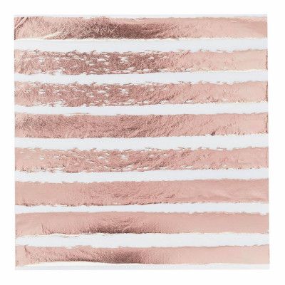 Servetter Randiga Roséguld Metallic - 20-pack