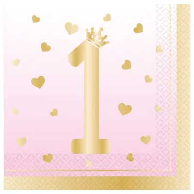 Servetter Rosa Fade 1 Års Kalas 16-pack