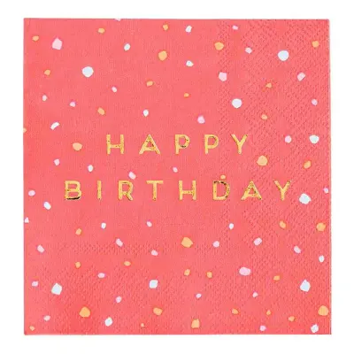 Servetter Rose Happy Birthday - 16-pack