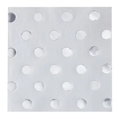 Servetter Silver Polka Dot Metallic - 20-pack
