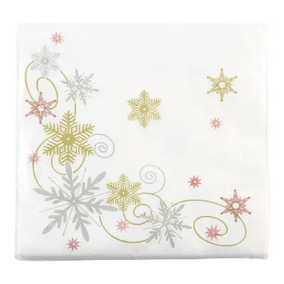 Servetter Snöflingor Guld/Silver - 20-pack