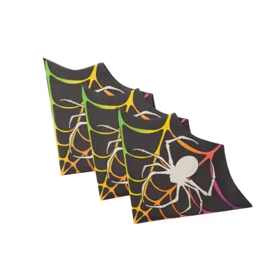 Servetter Spindel Halloween Neon - 20-pack