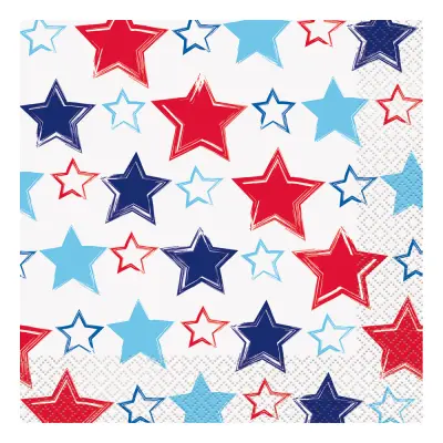 Servetter Stjärnor Röd/Blå/Vit - 16-pack