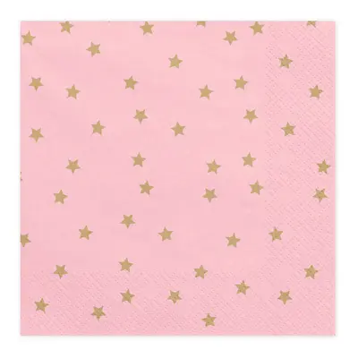 Servetter Stjärnor Rosa/Guld - 20-pack