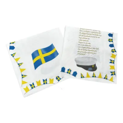 Servetter Studentmössa&Sverigeflagga - 20-pack