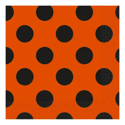 Servetter Svart/Orange Prickiga - 16-pack