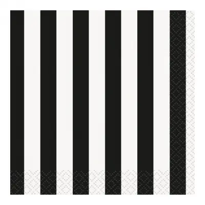 Servetter Svart/Vit Randiga - 16-pack