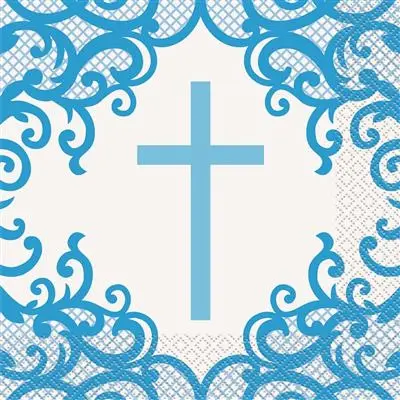 Servetter till dop i blått 16-pack