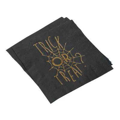 Servetter Trick or Treat Svart/Guld Metallic - 20-pack