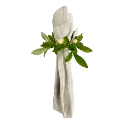 Servettring Blad med Vita Bär