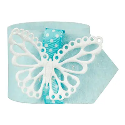 Servettringar Ljusblå med Fjäril - 4-pack