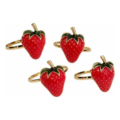 Servettringar i Metall Jordgubbe - 4-pack