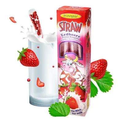 Sugrör med Smak - Jordgubbe