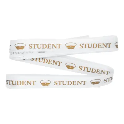 Sidenband Student Vit/Guld - 2-pack