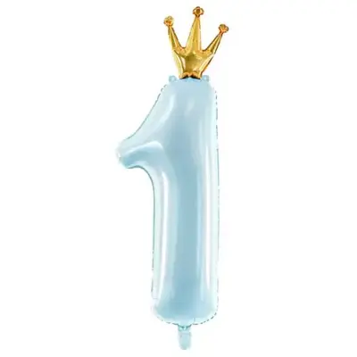 Sifferballong 1 Års Kalas Blå Med Krona
