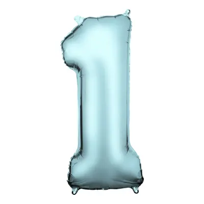 Sifferballong Ljusblå Satin - Siffra 1