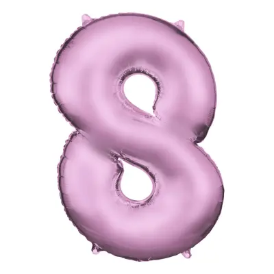 Sifferballong Ljusrosa Satin - Siffra 8