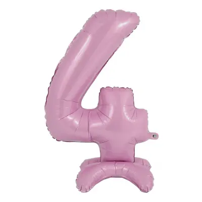 Sifferballong med Ställning Pastellrosa - Siffra 4